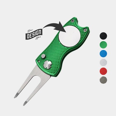 TiTUS® Golf Divot Tool Steel Fork, Alloy Handle & White Ball Marker